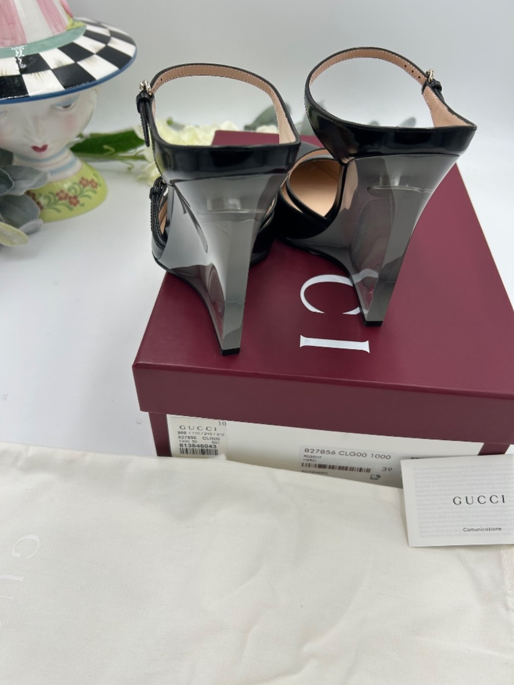 Women’s Gucci Christy Regent Patent  Leather Wedge Mules. Size 9. Made in Italy. - Picture 6 of 12